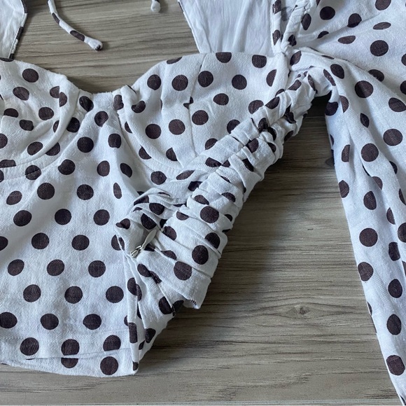 Majorelle revolve emily white long sleeve blouse top maroon polka dot size S - Picture 4 of 14